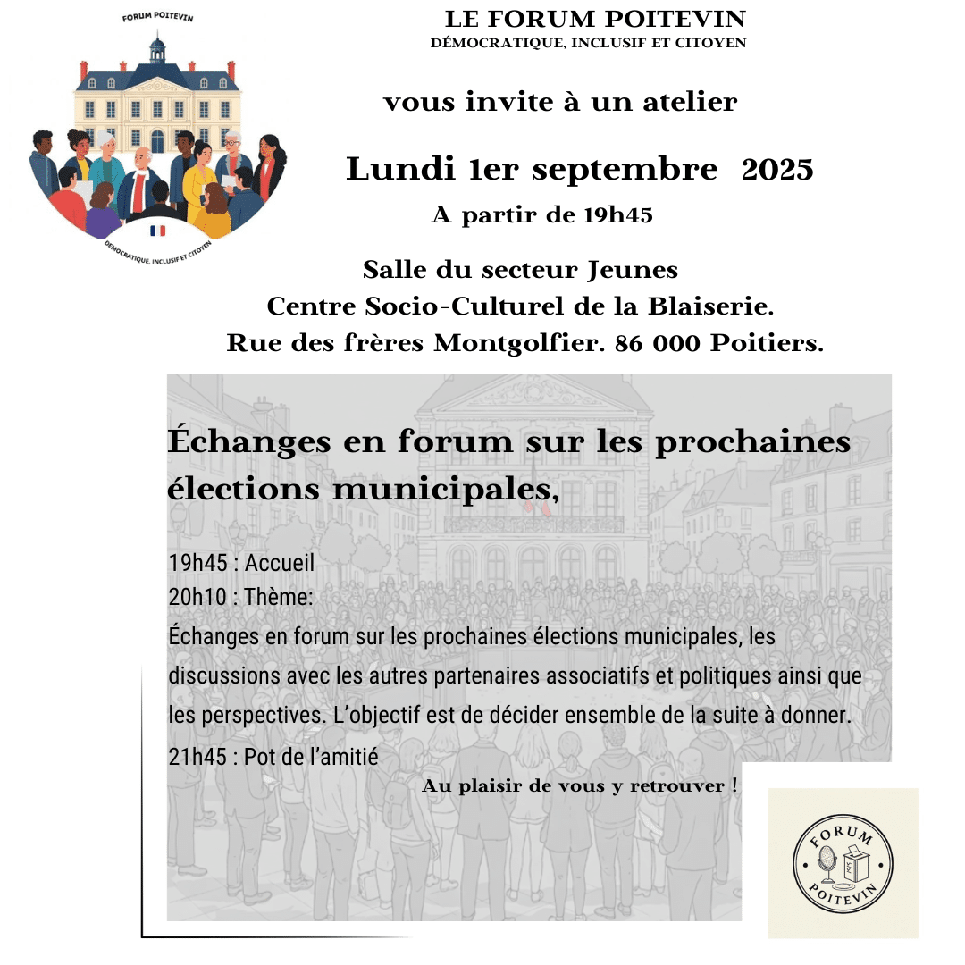 LE FORUM POITEVIN _invitation_1 septembre Affiche de l'atelier du forum Poitevin du 2 juin 2025